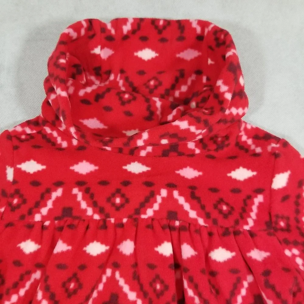 Old Navy Pullover Fleece Shirt Red with Pattern Print Girls‎ Size 12-18 Month